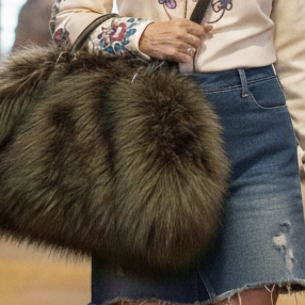 ARTISIAN NY bag large faux fur grizzly